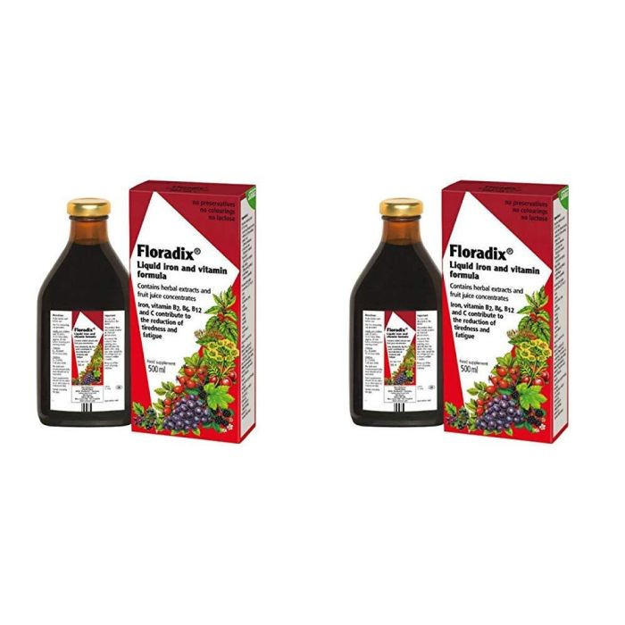 Floradix Liquid Iron & Vitamin Formula 500ml (2 PACK)