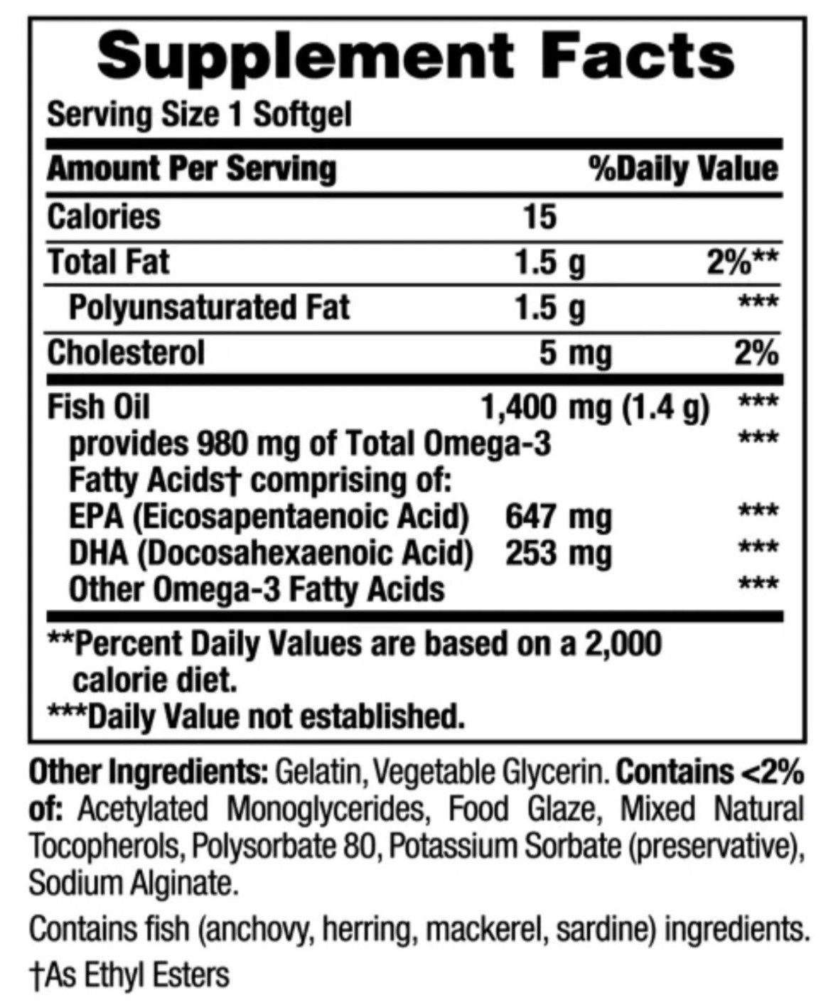 Nature’s Bounty Fish Oil 1400mg 130 Softgels 980 mg of Omega-3 EXP 07/2027