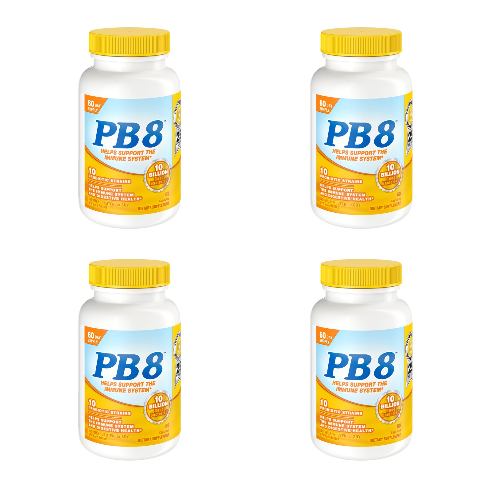 4 Pack Nutrition Now Immune System Support Pb8 60 Capsules Each