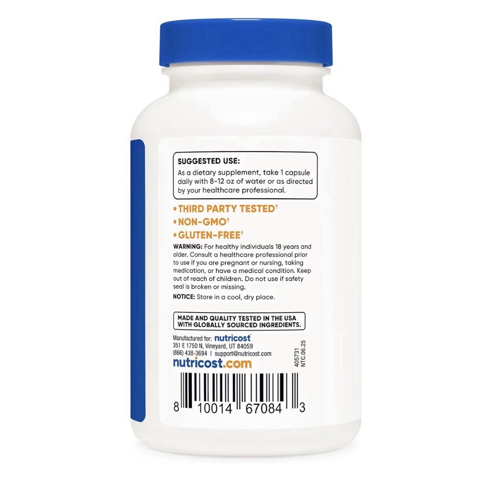 Ox Bile Capsules 240 Count 125 Mg by Nutricost Exp. 01/2028