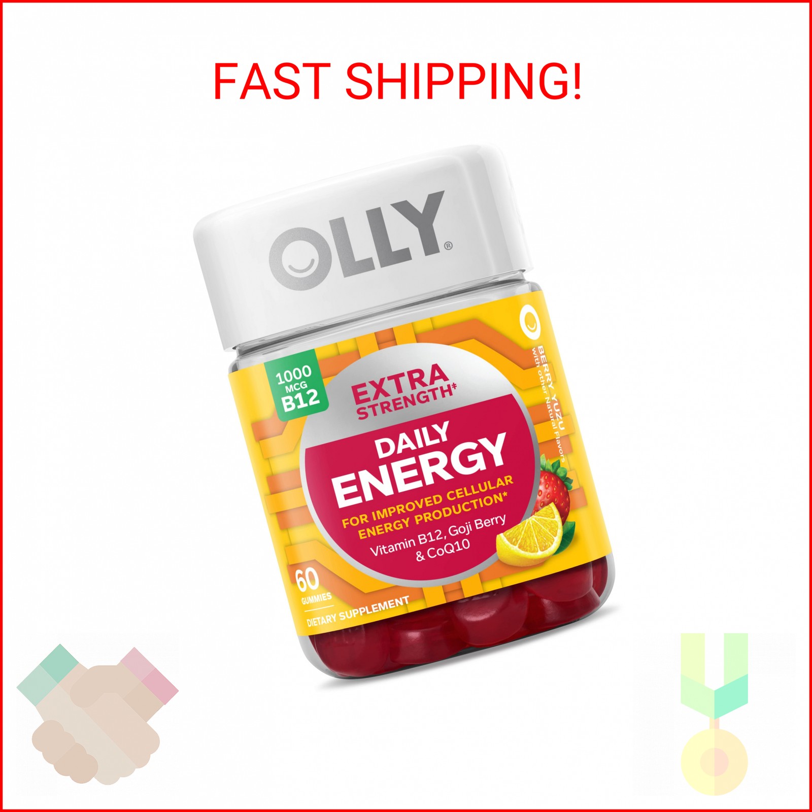 OLLY Extra Strength Daily Energy Gummy, Caffeine Free Cellular Energy Production
