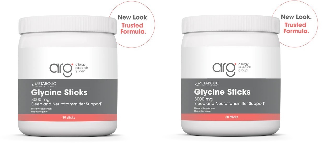 arg Allergy Research Group Glycine Packets 3000mg LOT OF 60 Sticks For Sleep