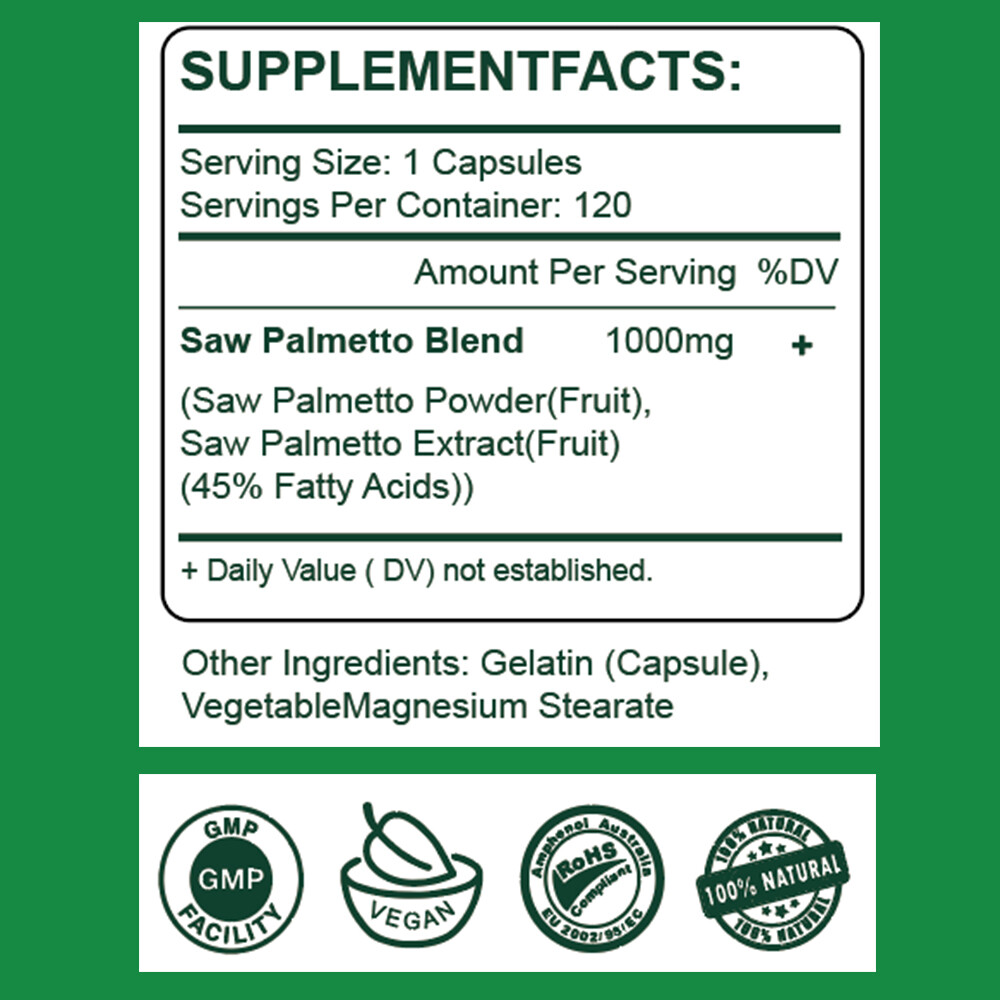 Saw Palmetto Capsules – Premium Prostate Health Support Supplement for Men 120Pc