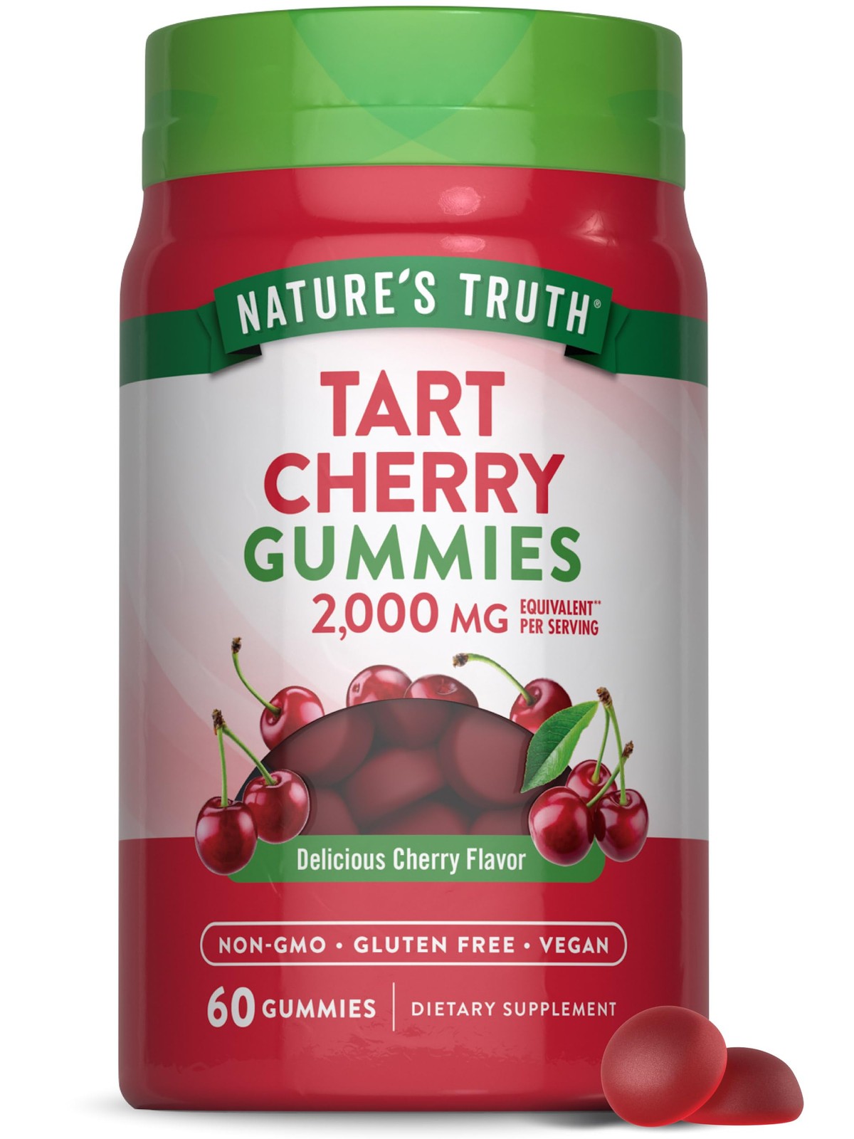 Tart Cherry Gummies 2000Mg Vegan Herbal Supplement 60 Count Nature’s Truth