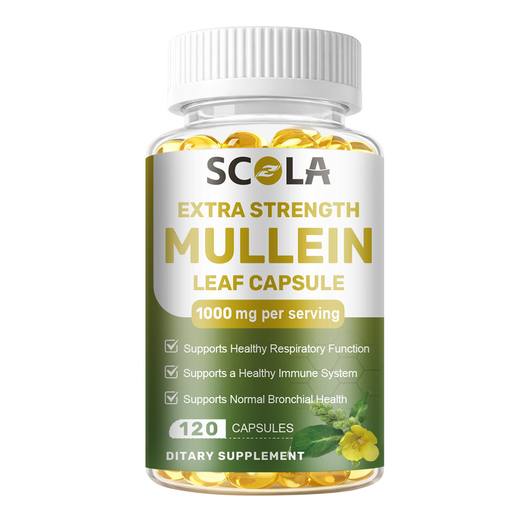 Mullein Leaf Capsules Extra Strength Support Respiratory Health Lung Detox 120Pc