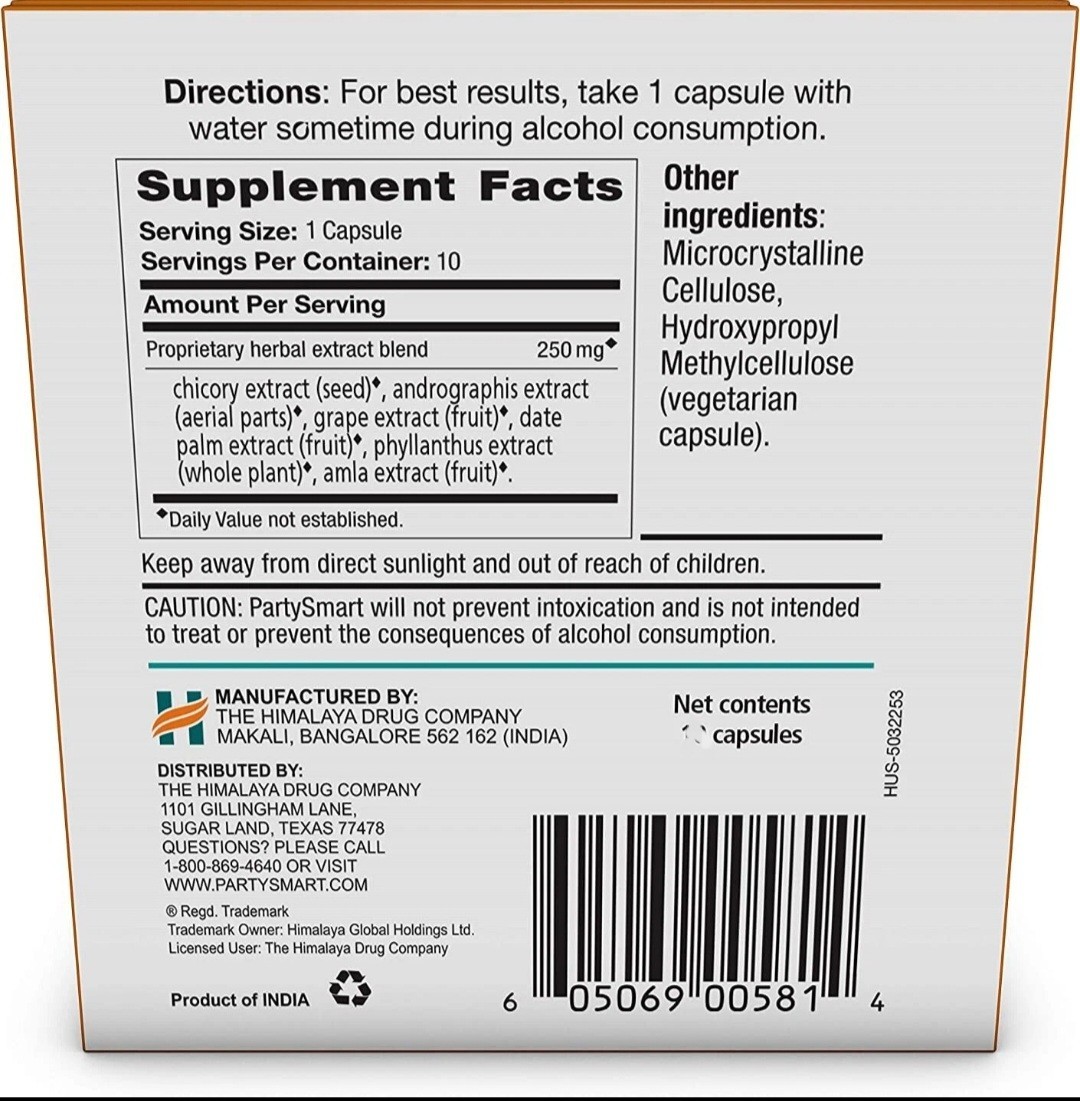 Himalaya Party Smart 10 Capsules 2 Packs Of 5 Exp 03/2028 US Seller Fast Free SH