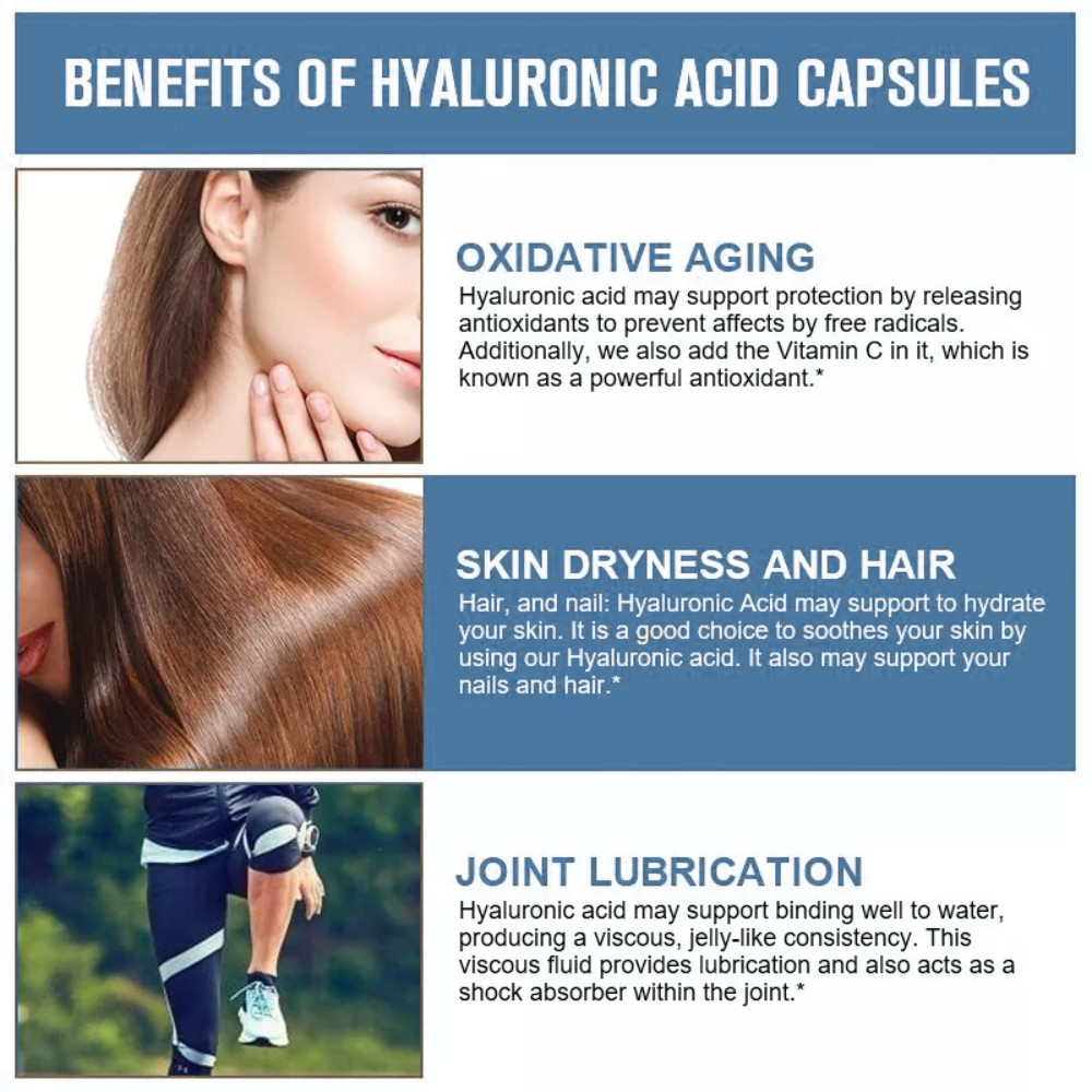 Hyaluronic Acid Capsules | 850 mg | 120 Capsules | Non-GMO |Gluten-Free