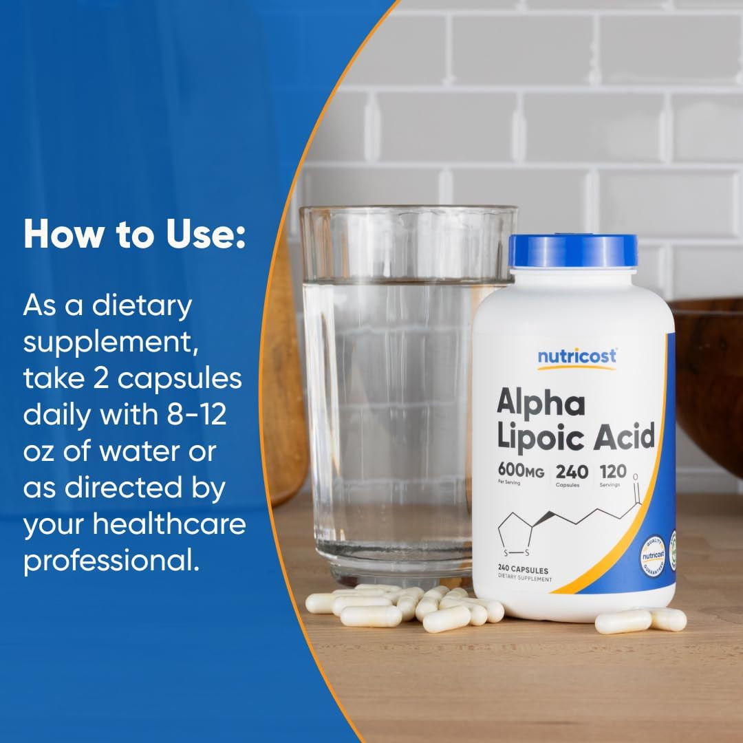 Alpha Lipoic Acid 600Mg per Serving, 240 Capsules – Gluten Free, Vegetarian Cap
