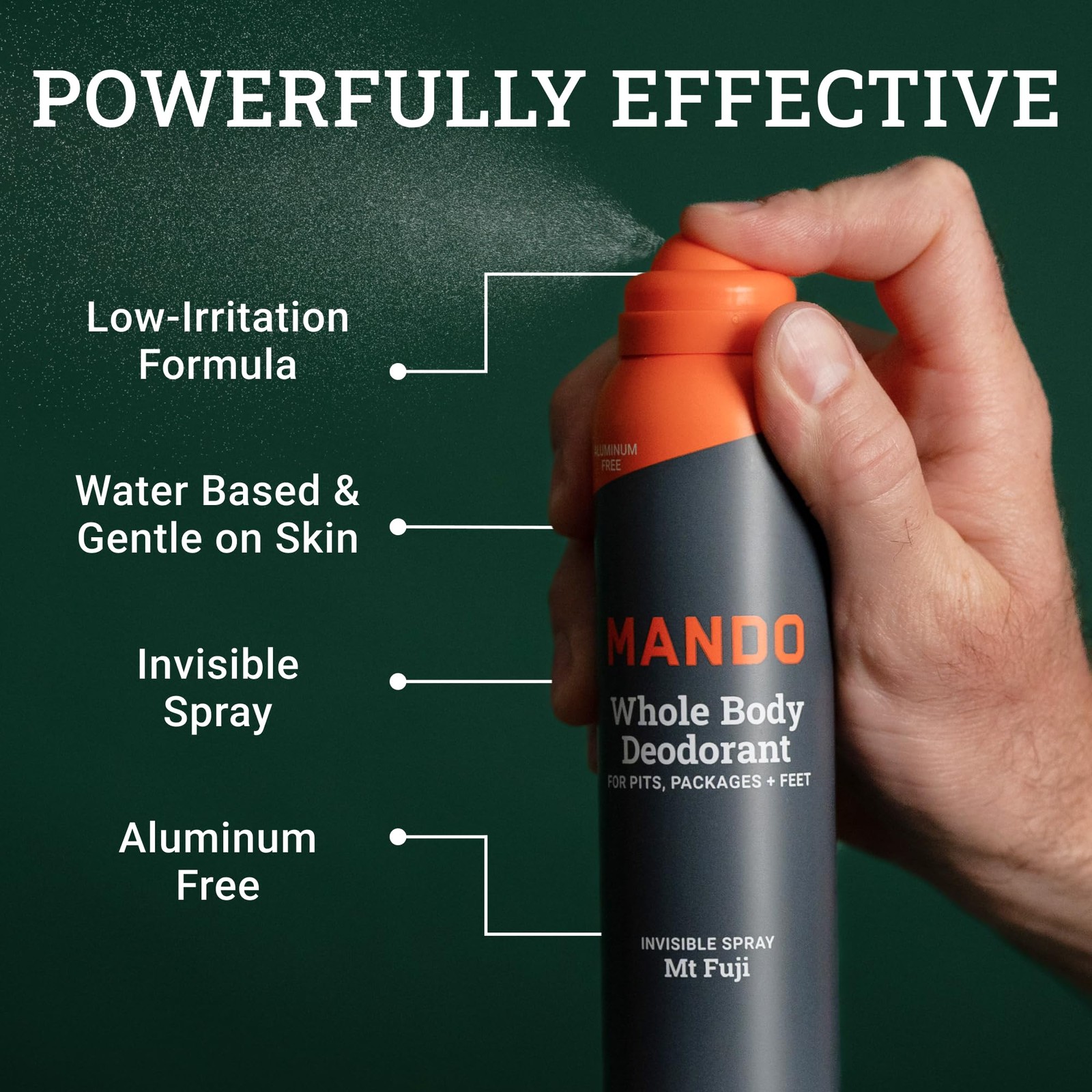 Mando Whole Body Deodorant For Men – Invisible Spray 3.6 Ounce (Pack of 2)
