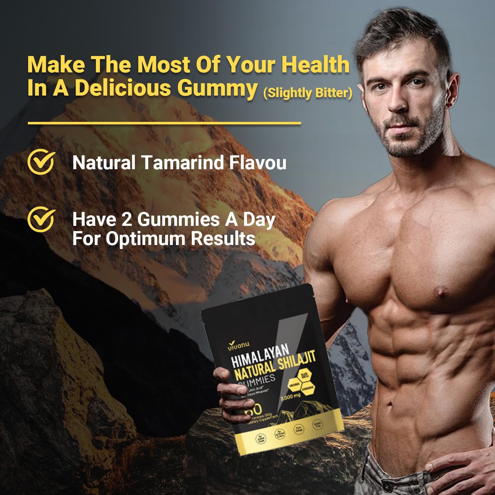 Himalayan9 Shilajit Gummies with 60 Count (Pack of 1), 1 Bag / 60