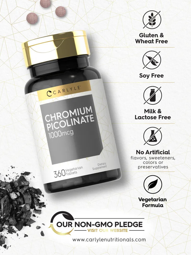 Ultra Chromium Picolinate 1000mcg | 360 Vegetarian Tablets | by Carlyle
