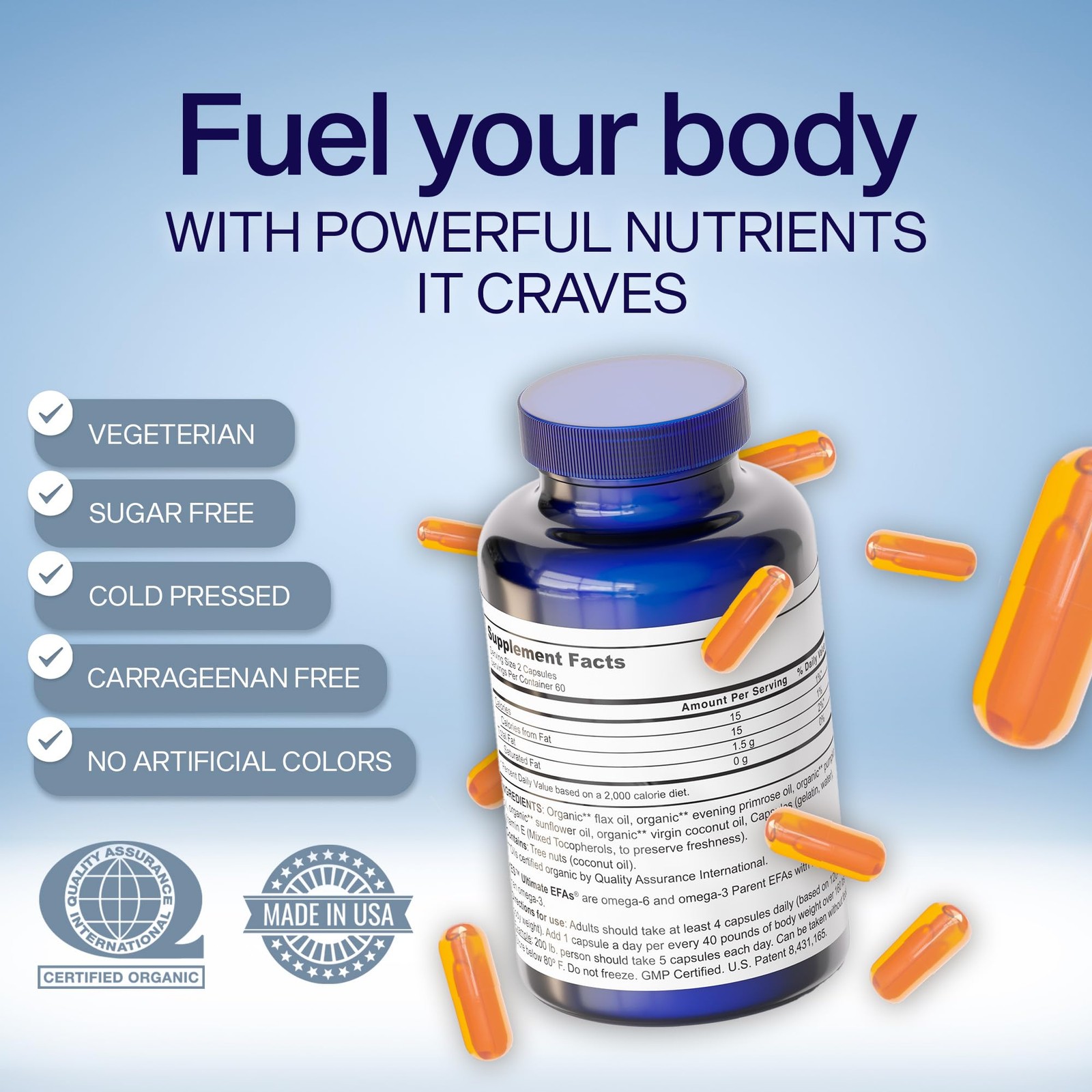 YES Plant Based Omega 3 6 Fish Oil Alternative, Burpless – Heart, Skin, Eye