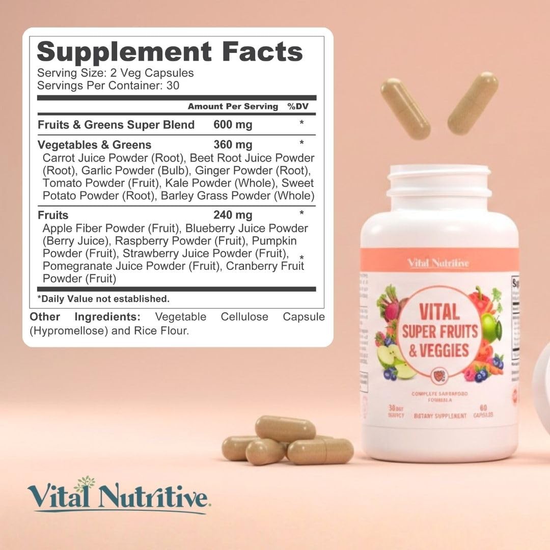 Vital Nutritive Vital Super Fruits Veggies – Daily Superfood Capsules For