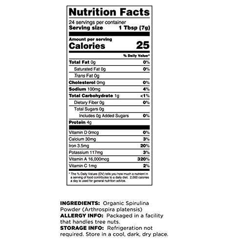 Terrasoul Superfoods Organic Spirulina Powder 6 Ounce Gluten Free Vegan Suppl…