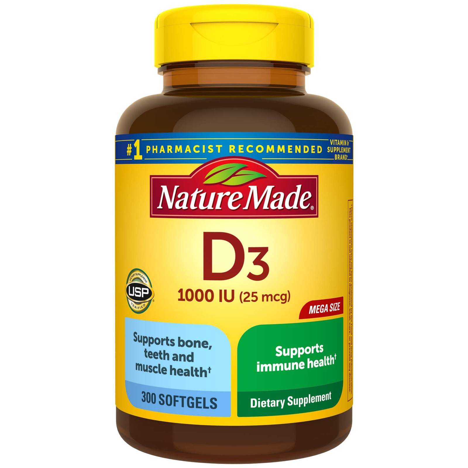 Nature Made Vitamin D3 1000 IU (25 mcg), 300 Count (Pack of 1), 300