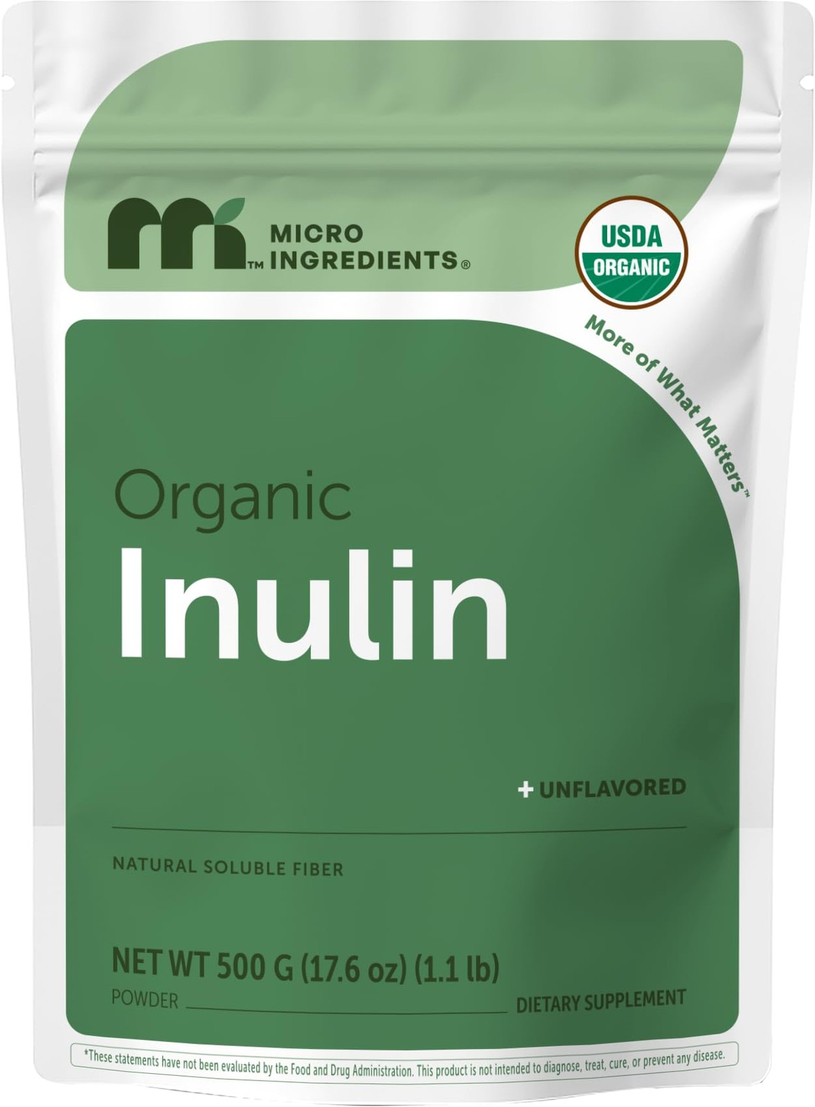 Micro Ingredients Organic Inulin FOS Fiber Powder, 1.1 lb | Quick WaterSolubl…