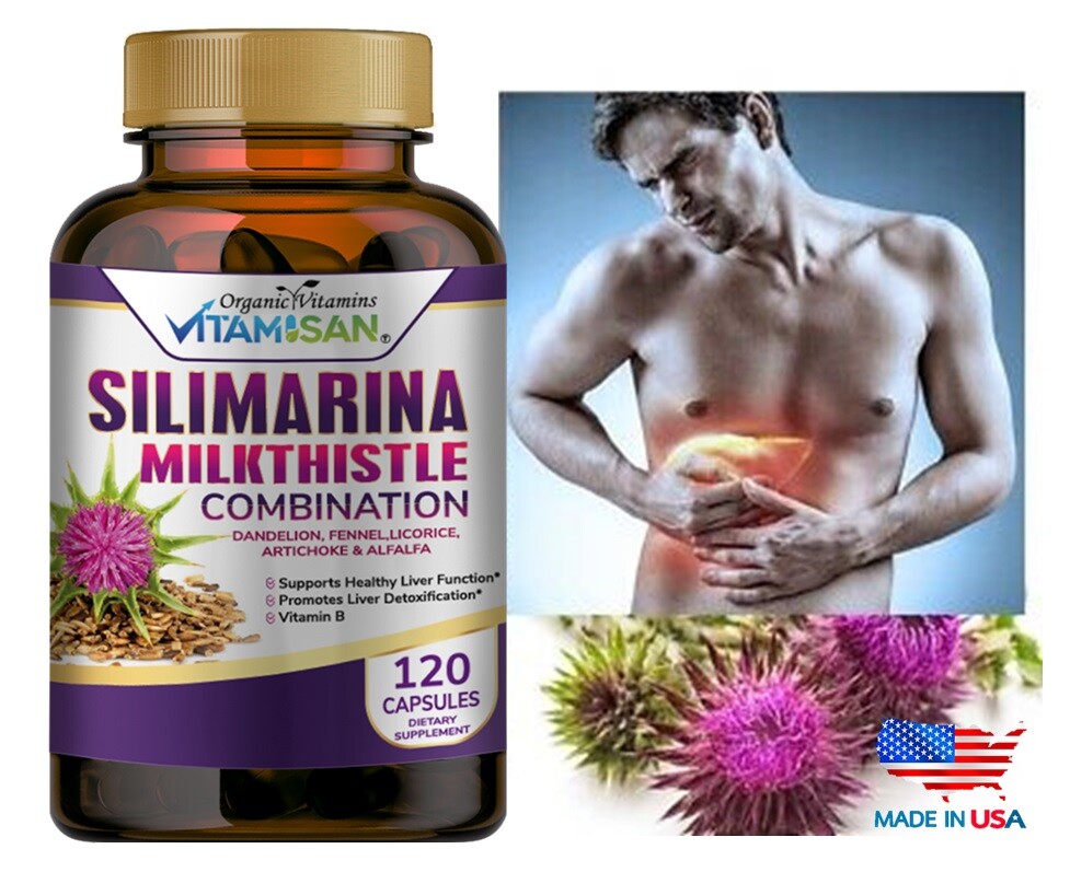 Naturals 3 PACK Milk Thistle Silimarina 120 Capsules Made in USA organic vitamin