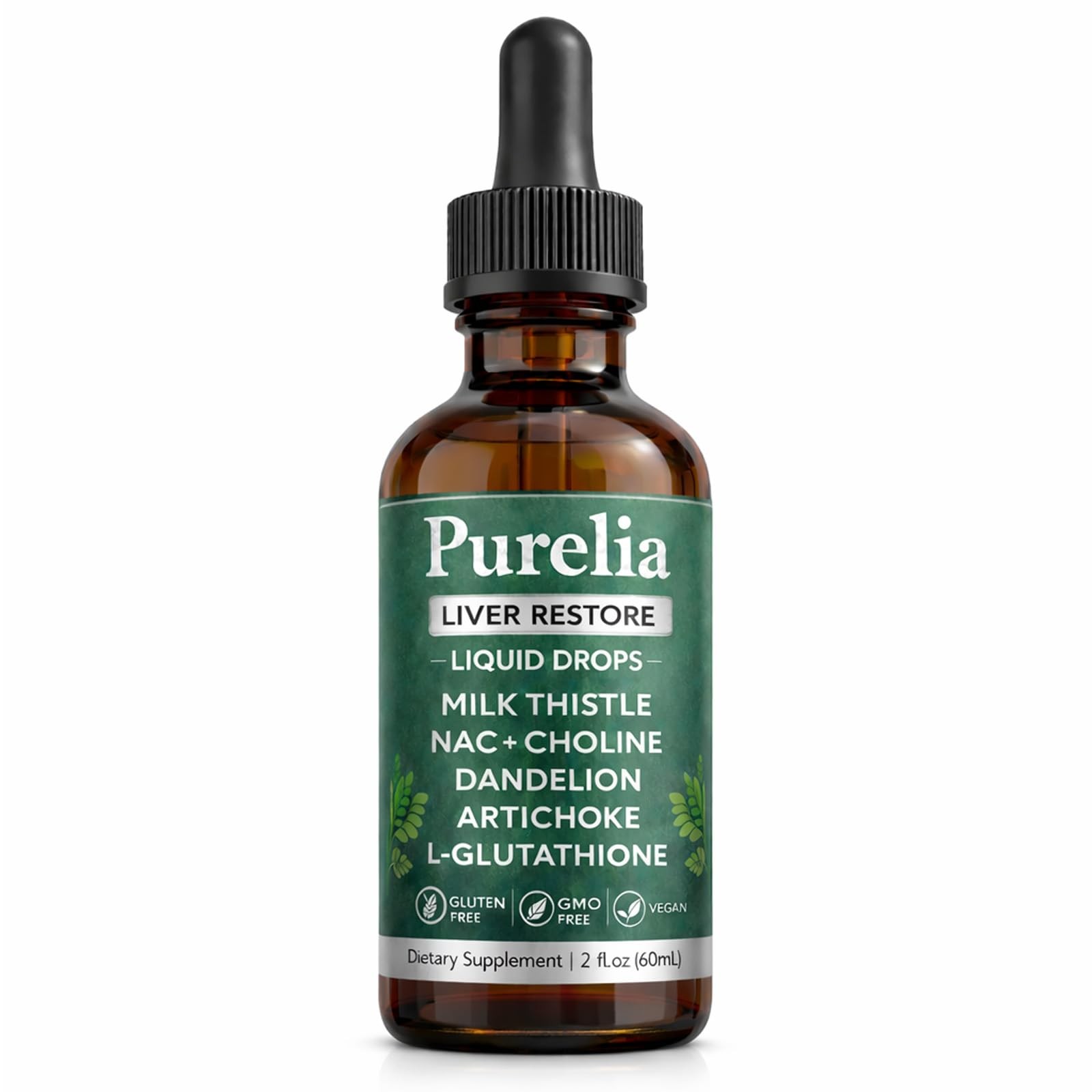 Purelia Liver Restore Drops, Complete Liver Support with Milk Thistle, 2 Fl Oz