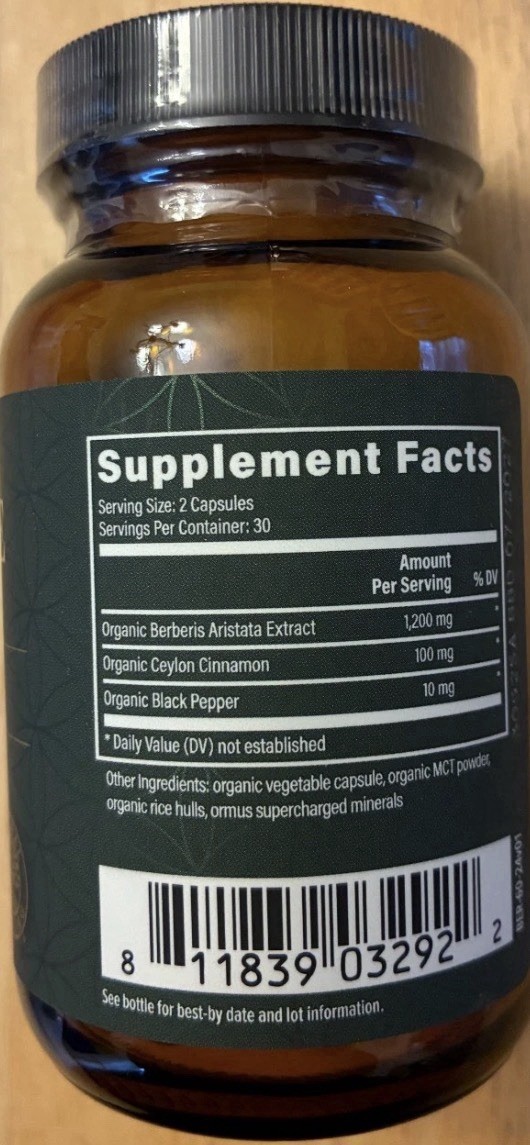 Organic Berberine 60 Capsules by Global Healing Center