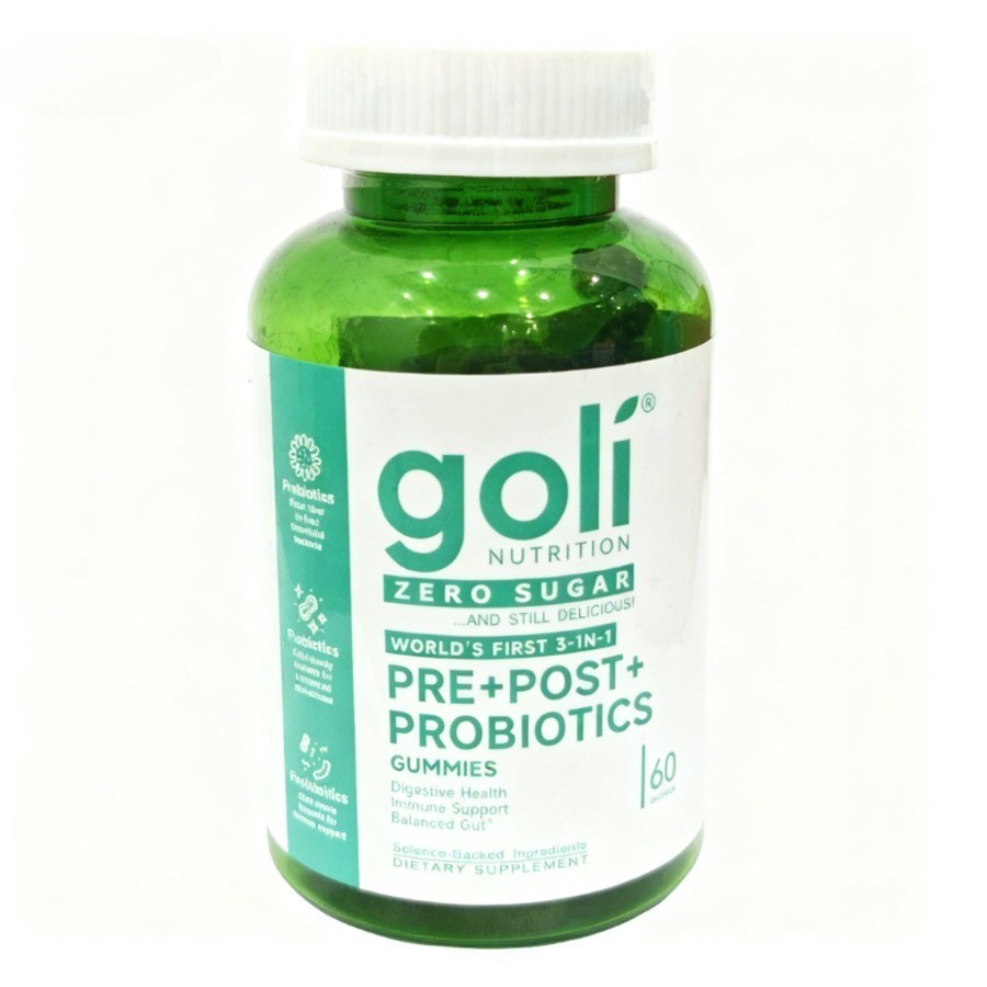 3 Pack Goli Zero Sugar 3-in-1 PRE+POST+Probiotics Gummies 60 Count++*/–