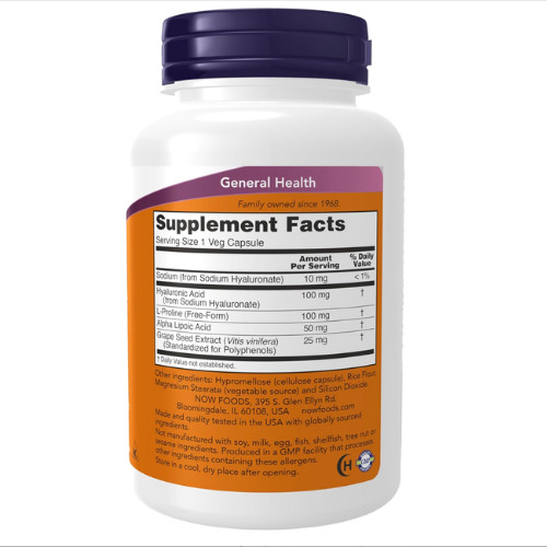Ácido hialurónico 100 mg, lubricante articular importante, 120 cápsulas