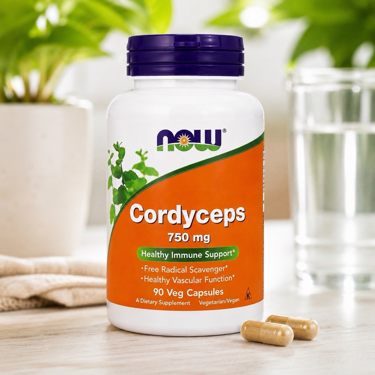 NOW Foods Cordyceps 750mg 90 Veg Capsules Immune Support