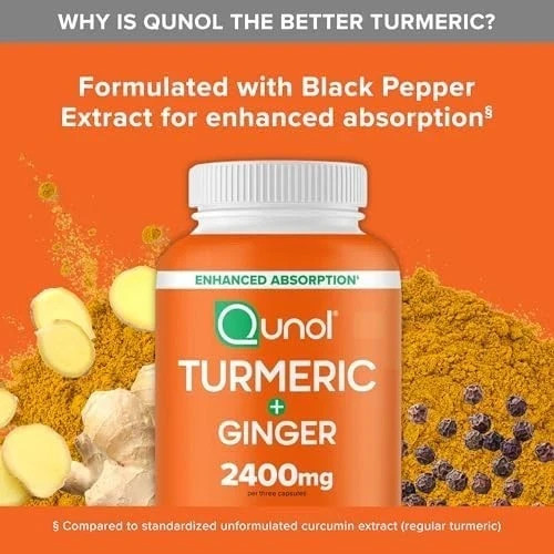 Qunol Turmeric & Ginger 2400mg Supplement – 105 Count – Pack of 3