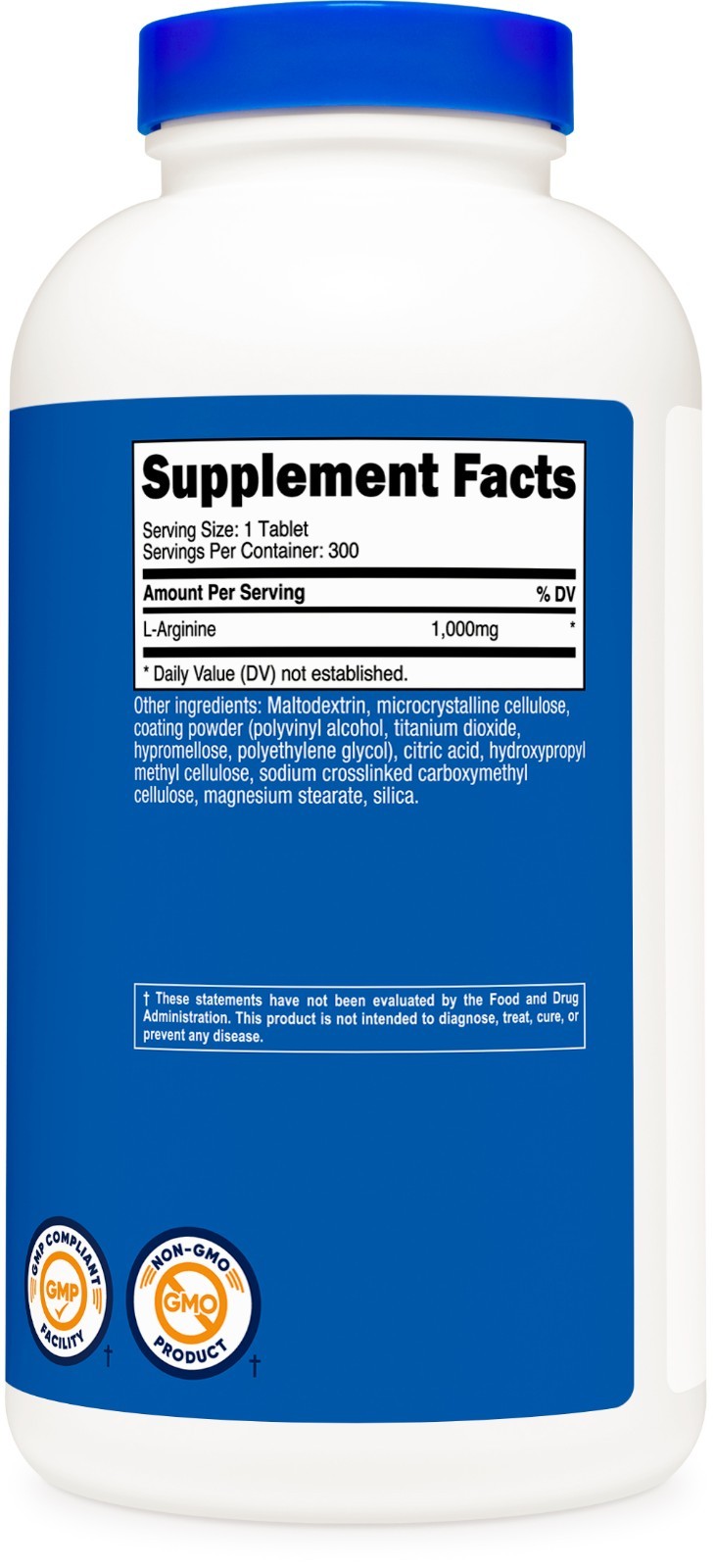 Nutricost L-Arginine 1000mg, Amino Acid Tablets (300 Tablets)