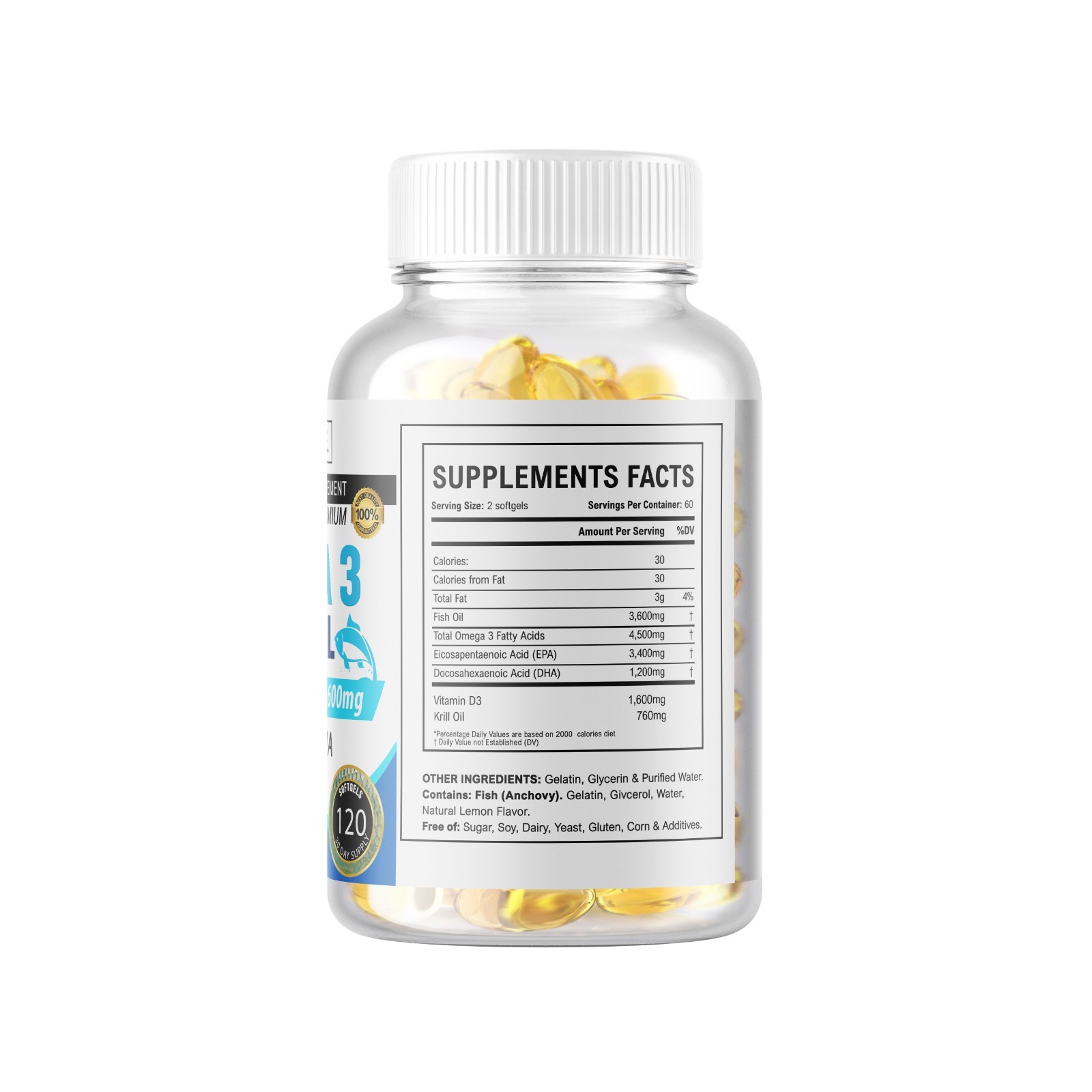 360 Omega 3 Fish Oil Capsules High Strength 8060mg EPA & DHA, Highest Potency US