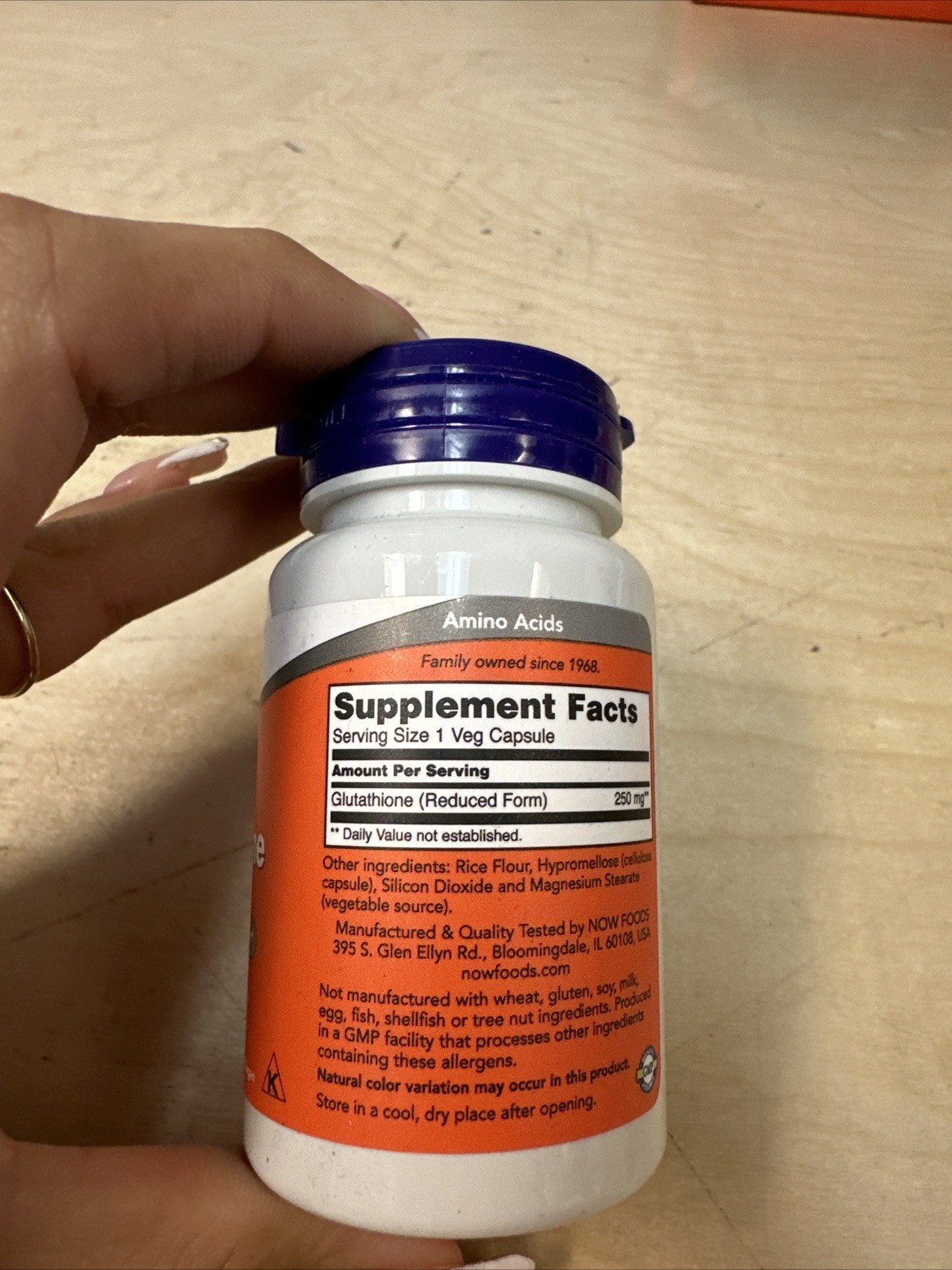 NOW FOODS Glutathione 250 mg 60 Veg Capsules Exp (06/2028)