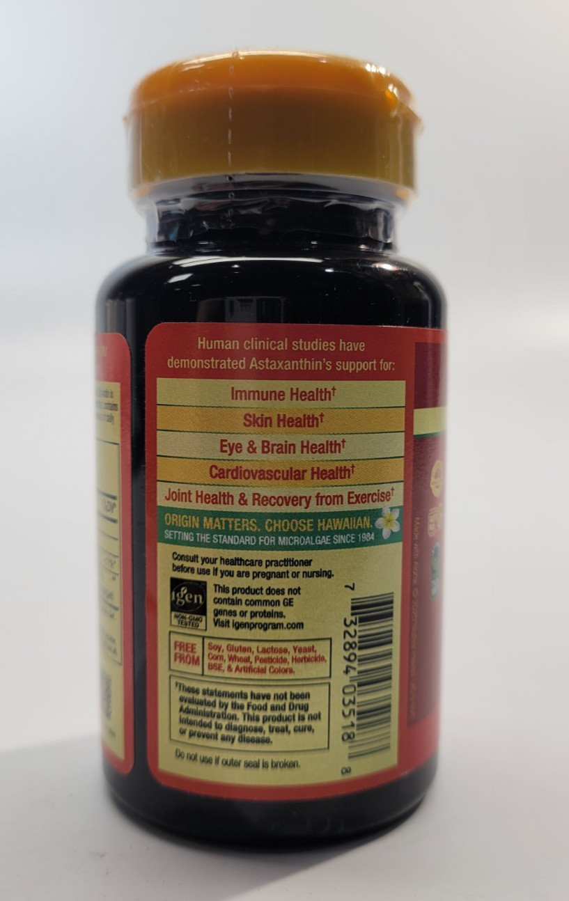 50 Gel Caps 12 mg BioAstin Hawaiian Astaxanthin EXP. 08/2027