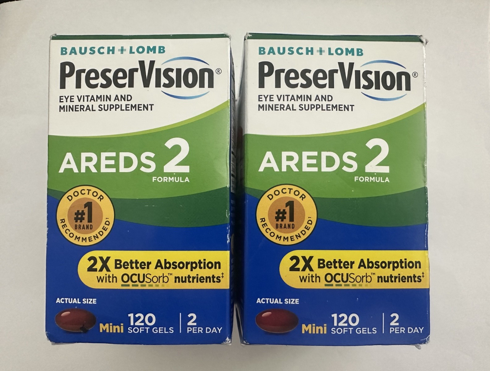 2 Pack PreserVision AREDS 2 Eye Vitamins 120 Softgels, Exp 10/2026