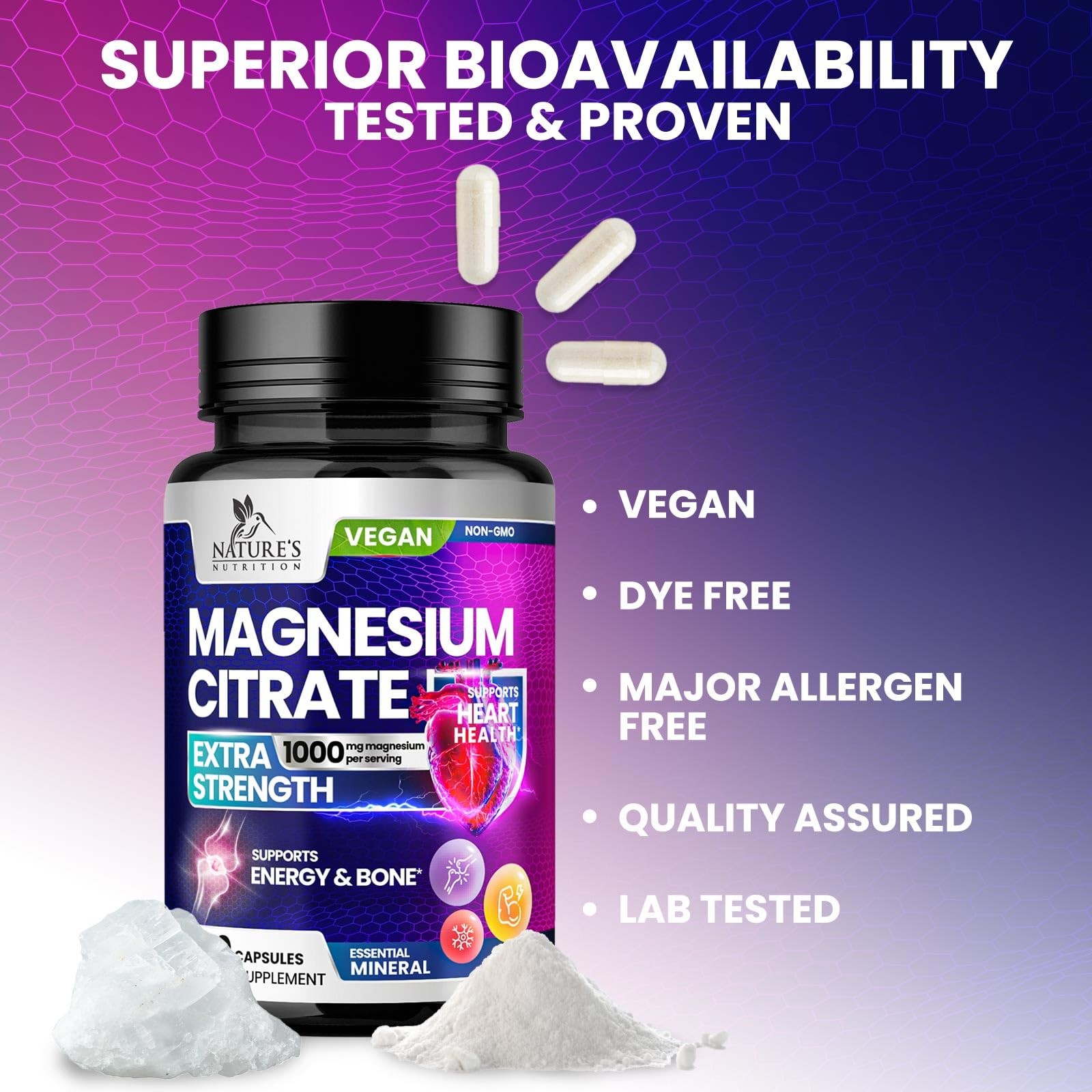 Magnesium Citrate 1000mg Per Serving – 3X Strength 120 Count (Pack of 1)