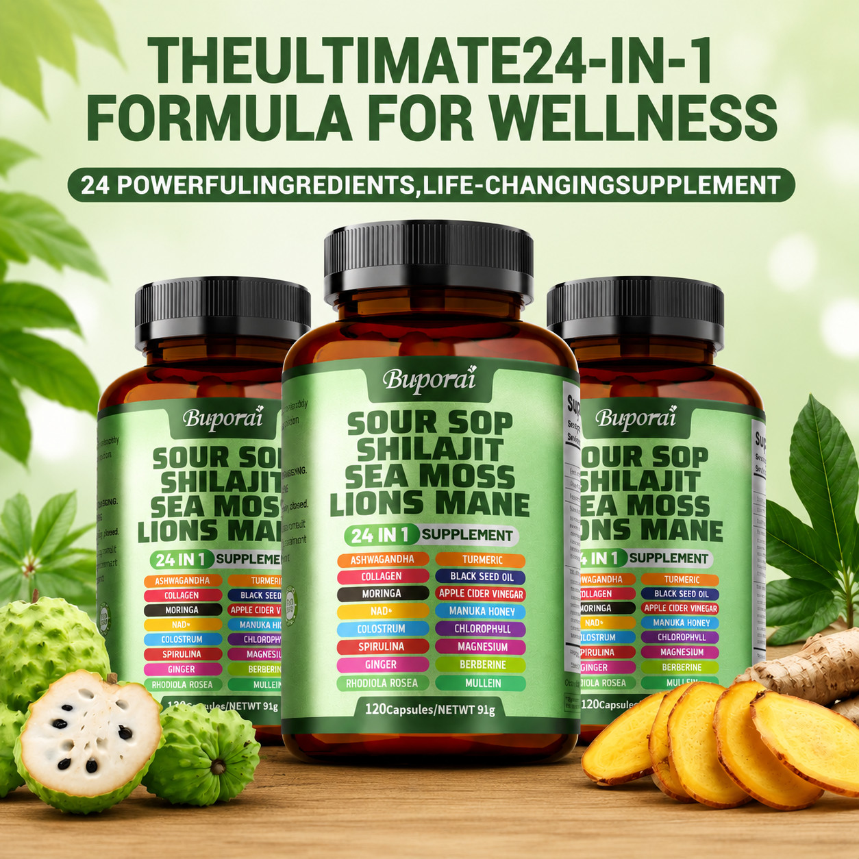 24 in 1 Soursop Complex Capsules Antioxidant Whole Body Wellness 60 Day Supply
