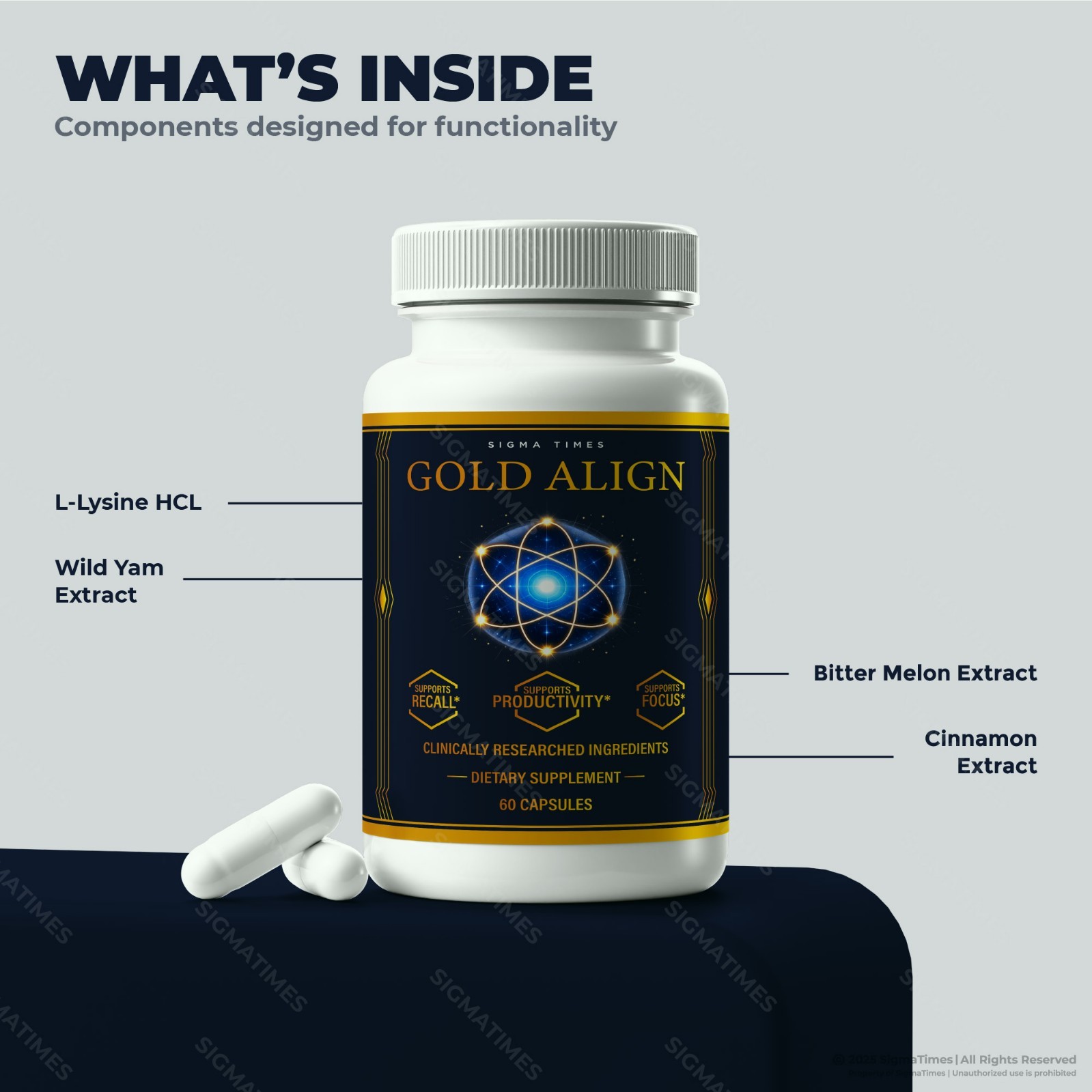 Gold Align Capsules, Official Formula, Brain Health & Memory Support – 5 Pack