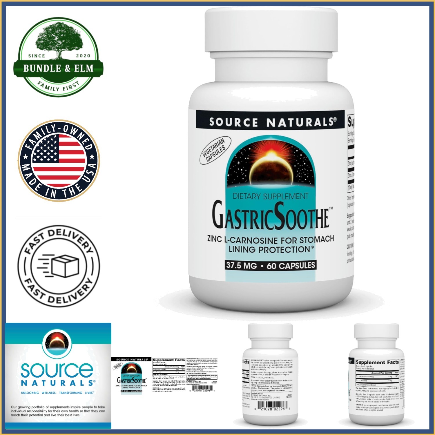 Zinc L-Carnosine Supplement for Gastric Health, 60 Vegetarian Capsules