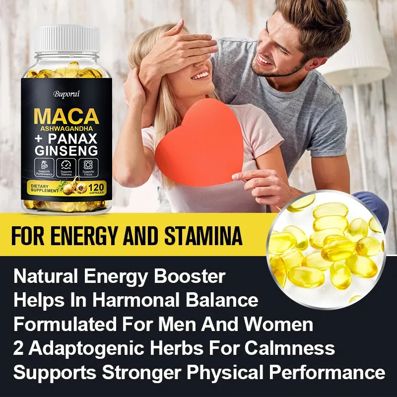 Maca Root 120pcs, Endurance,Stamina and Men Performance, Improved Mood and Focus