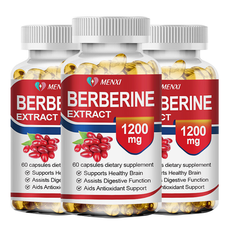 3 Packs 1200mg Berberine Capsules, Natural HCL Extract, Healthy Cholesterol Caps