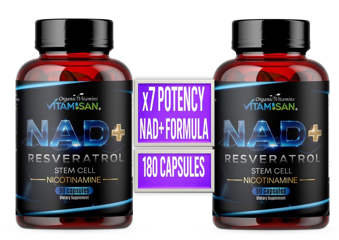 NAD+ Supplement for Anti-Aging Energy Focus & Nicotinamide Riboside Resveratrol