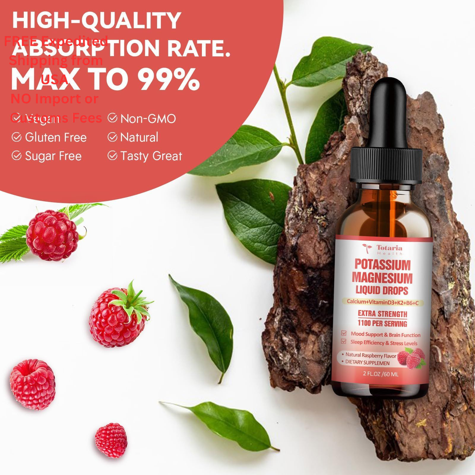 Potassium Magnesium Supplement Liquid Drops – High 2 Fl Oz (Pack of 1)