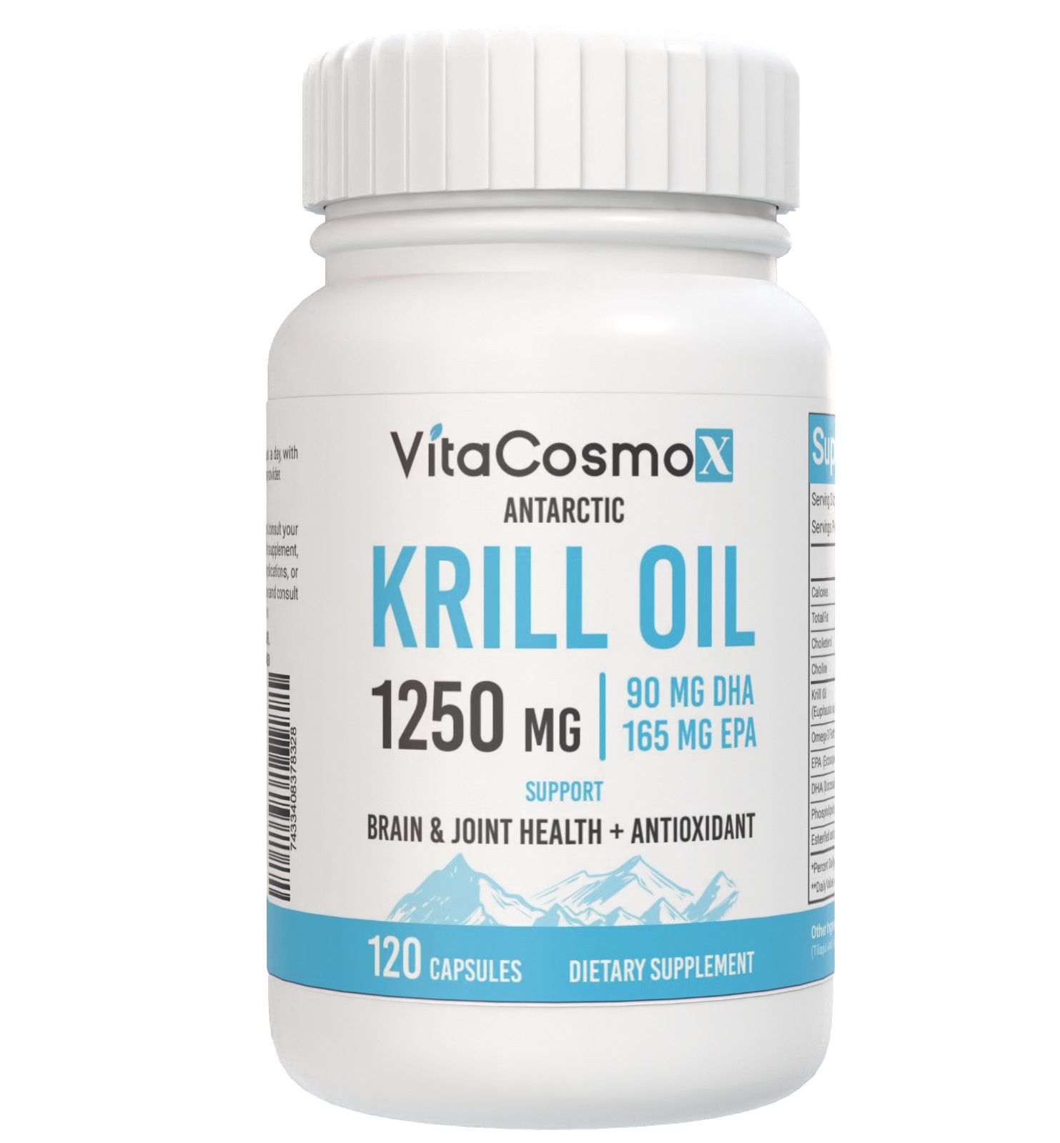 Antarctic Krill Oil 1250mg with Omega-3s EPA, DHA and Astaxanthin 120 Capules
