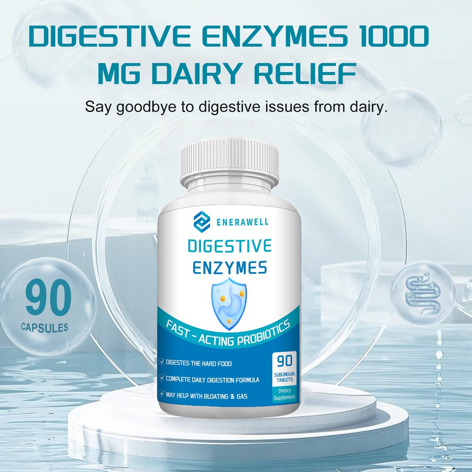 Digestive Enzymes w/ Prebiotic & Probiotics, Gas, Constipation & Bloating Relief