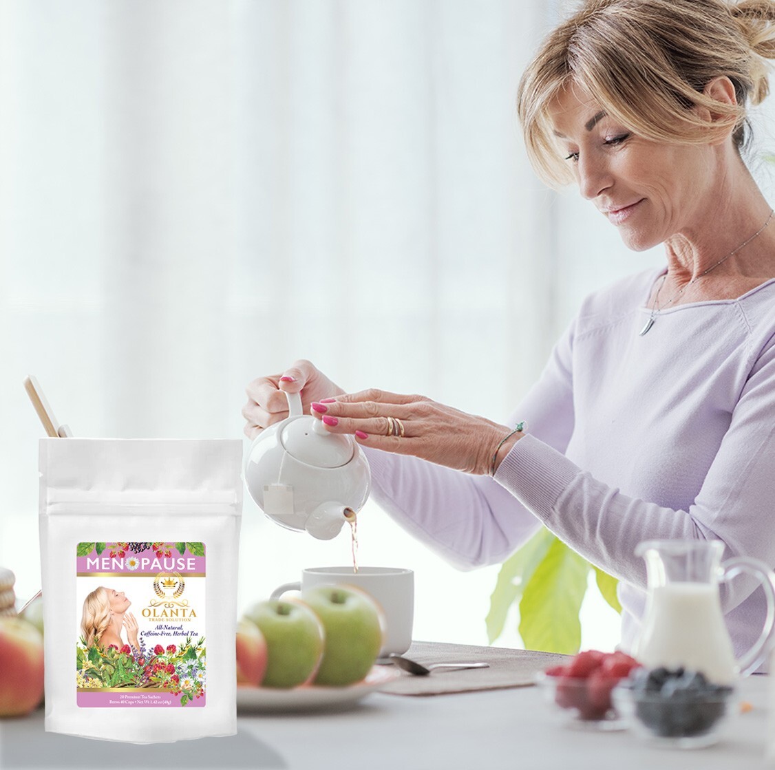 Premium Menopause support Herbal Tea, Caffeine Free Infusion Ashwagandha 1 Bag