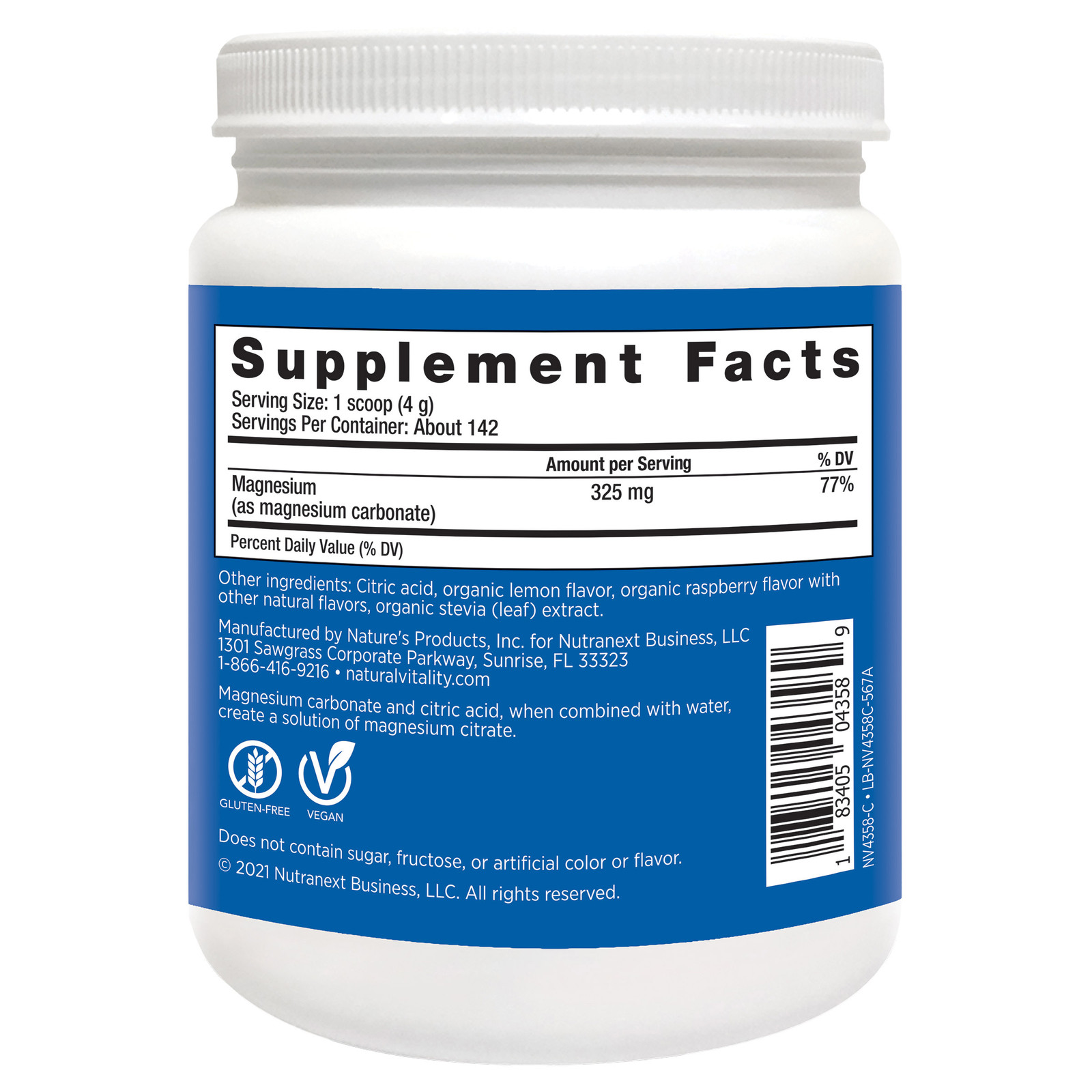 Natural Vitality Calm Magnesium Citrate Powder, Raspberry Lemon, 20 Ounces NEW