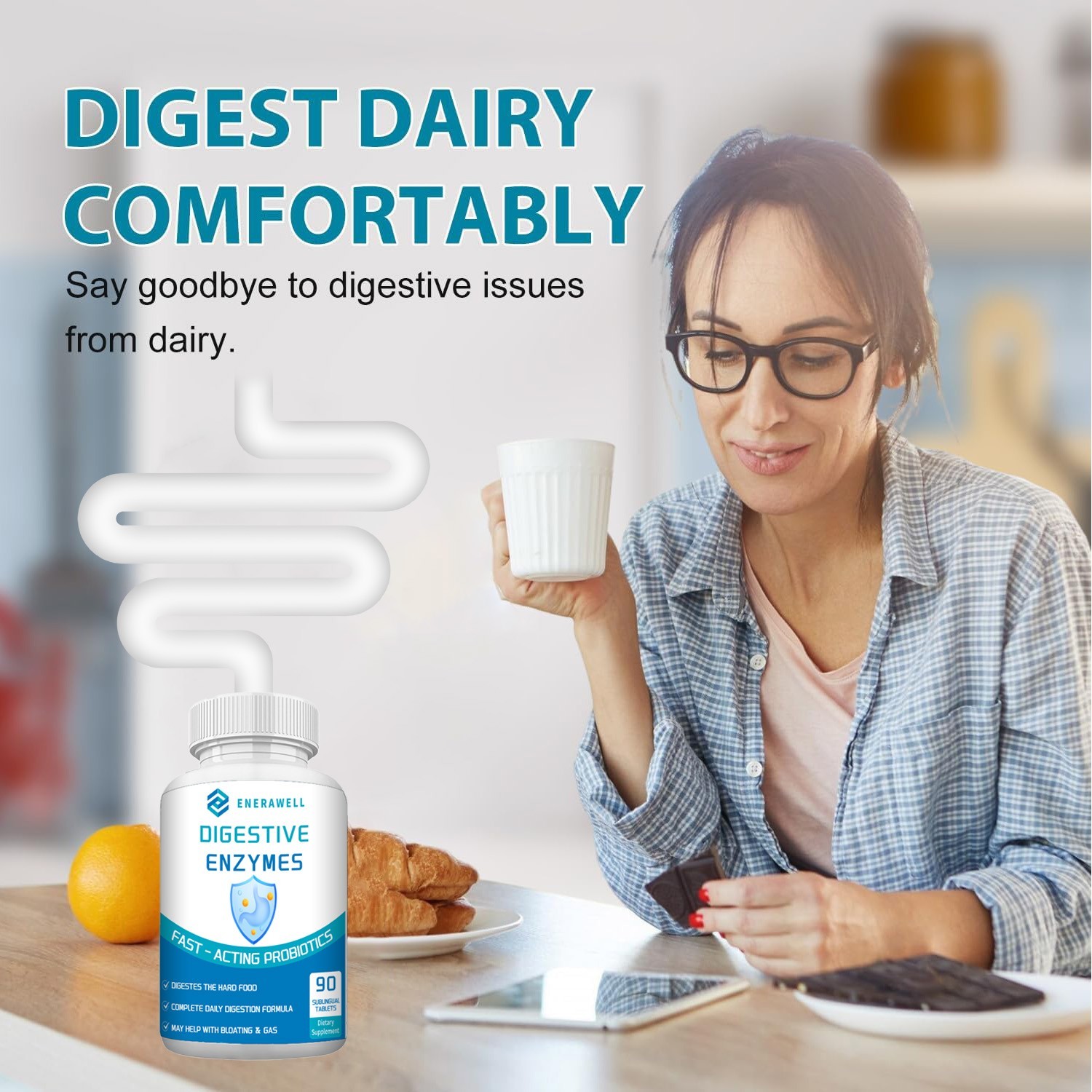 Digestive Enzymes w/ Prebiotic & Probiotics, Gas, Constipation & Bloating Relief