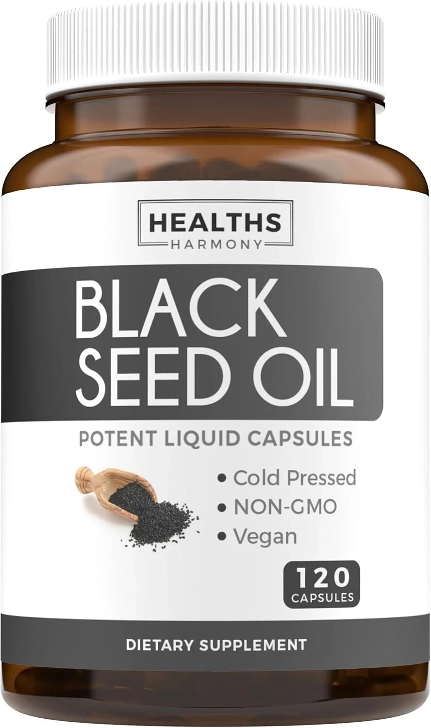 Black Seed Oil 500mg Softgel Capsules Cold Pressed Nigella Sativa 120 Count
