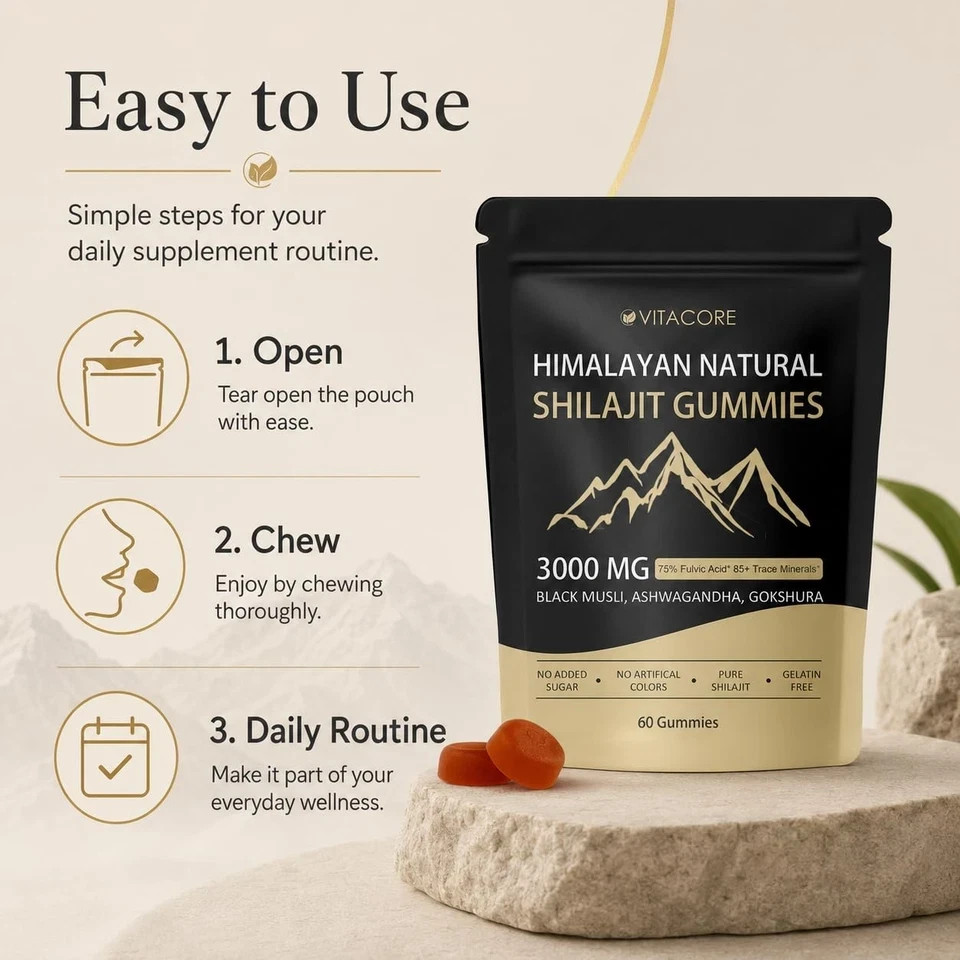 Vitacore Himalayan Shilajit Gummies with Fulvic Acid, 60 Count