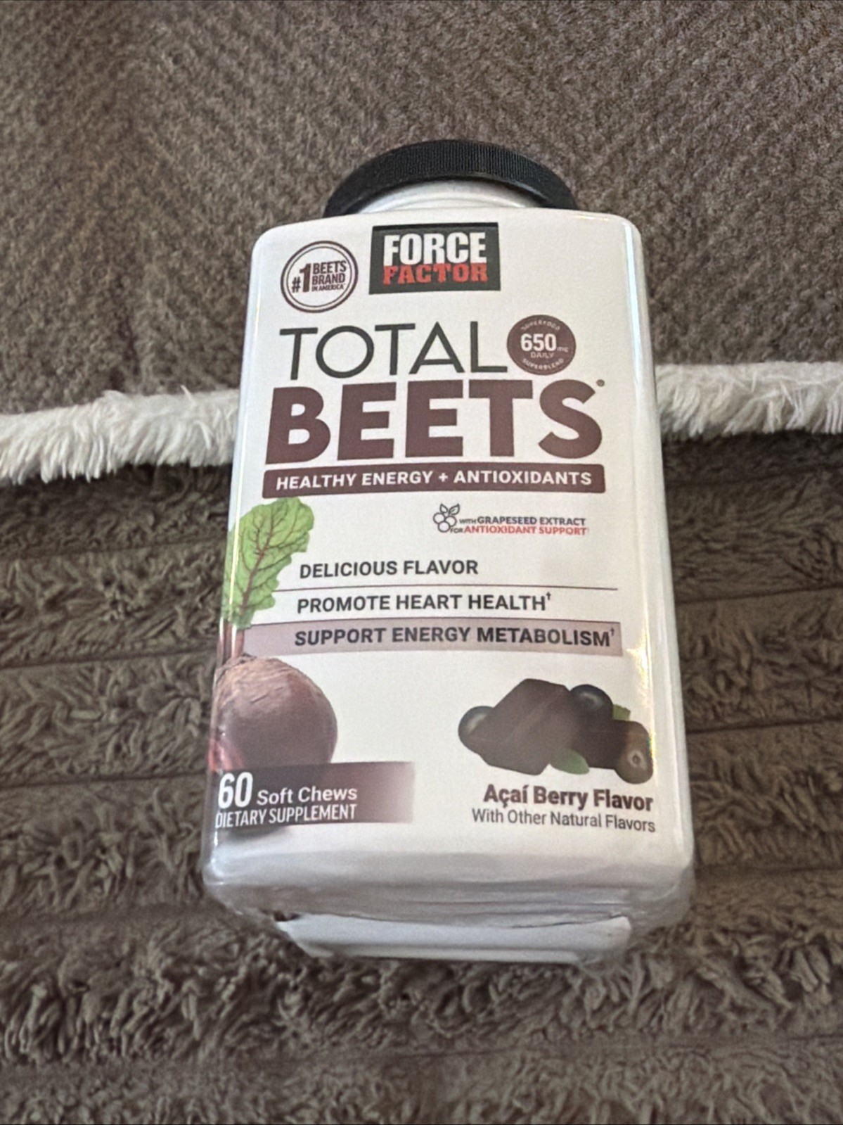 Lot Of 3 – Force Factor Total Beets Chews 60 Count Each – 01/2028 Fresh!