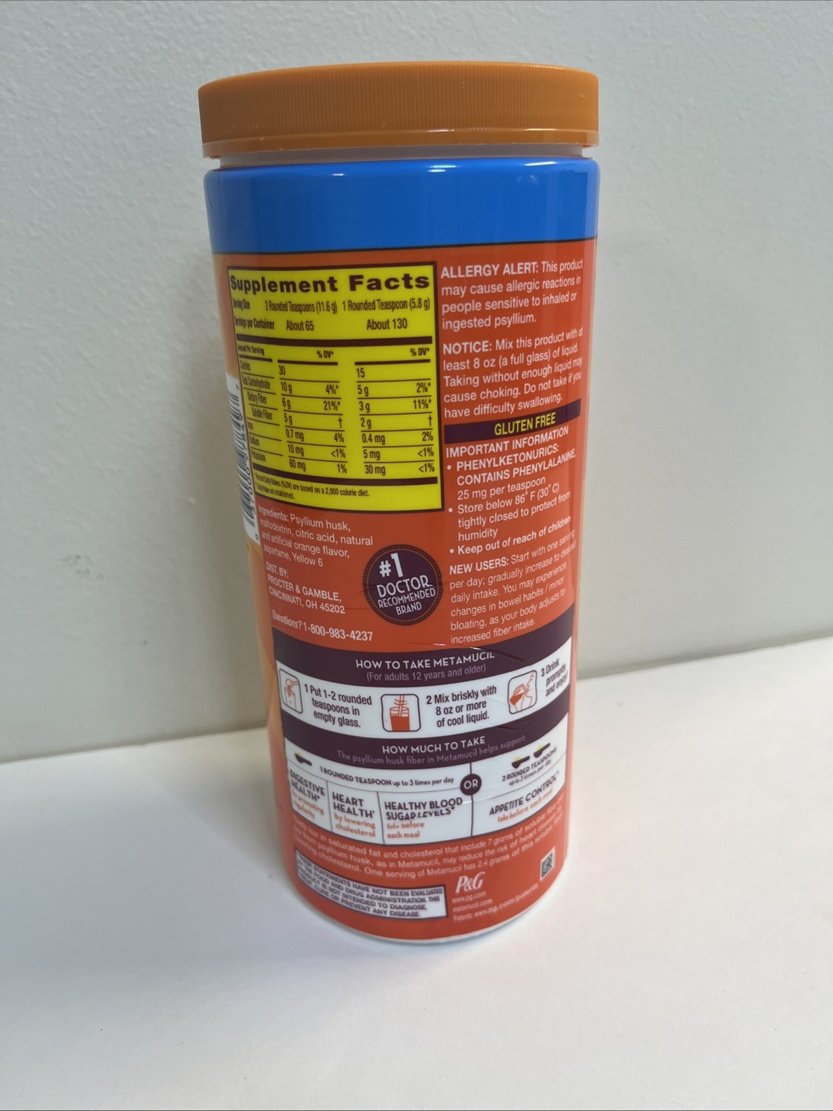 Metamucil Sugar Free Orange 4 In 1 Psyllium Fiber Supplement 26.6 OZ EXP 11/2028
