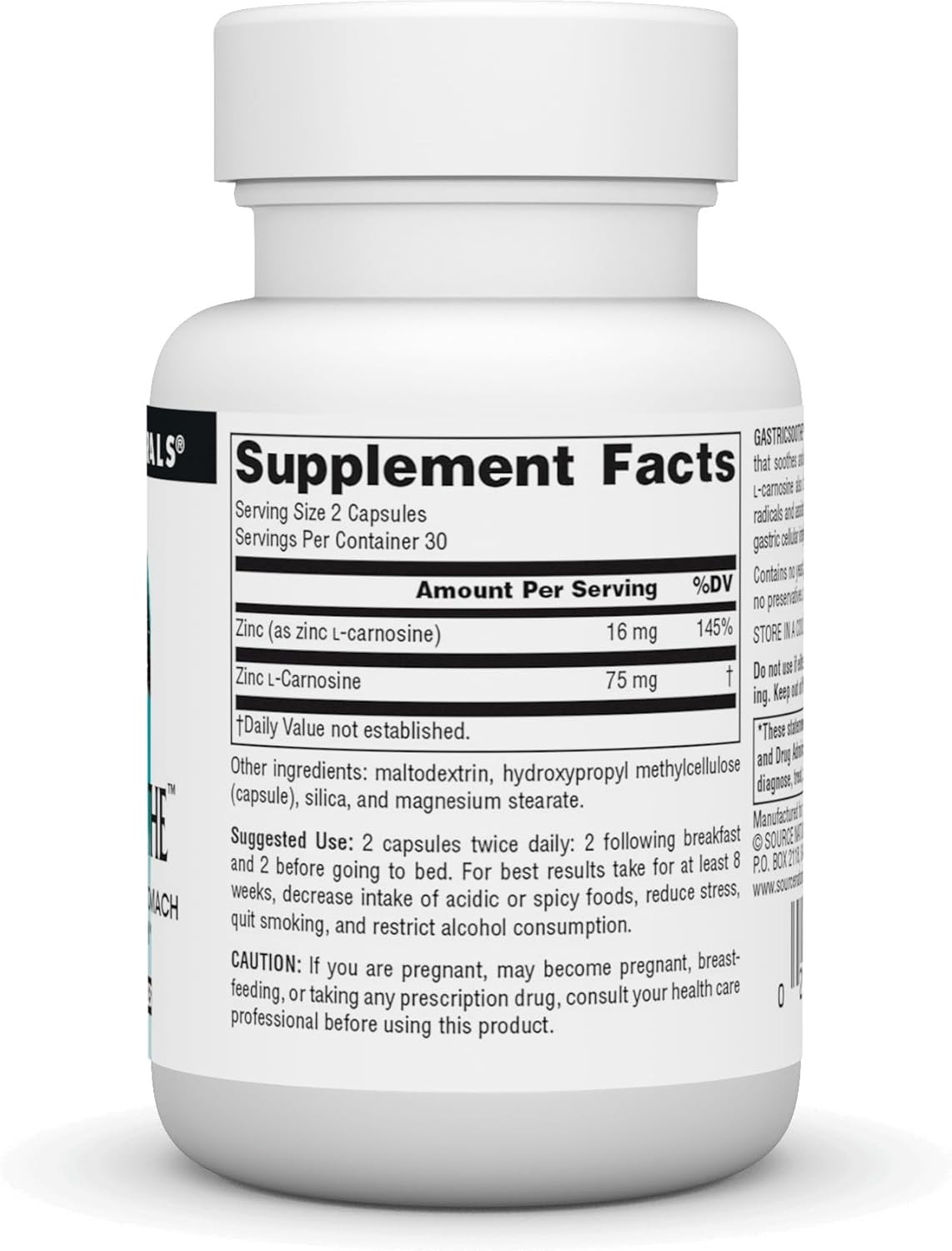Zinc L-Carnosine Supplement for Gastric Health, 60 Vegetarian Capsules